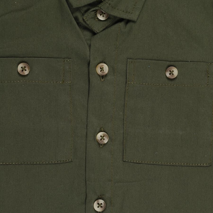 Infants' 100% Cotton Mandarin Collar Shirt, Olive, large image number null