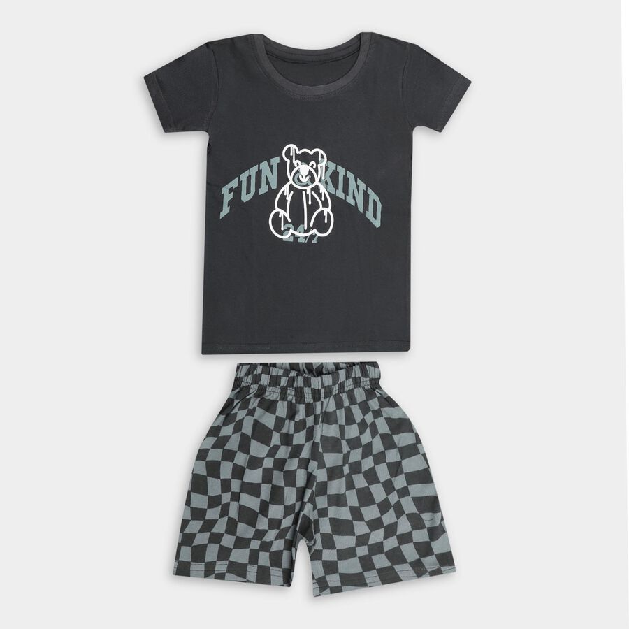 Boys' 100% Cotton Knit Baba Suit, Charcoal, large image number null