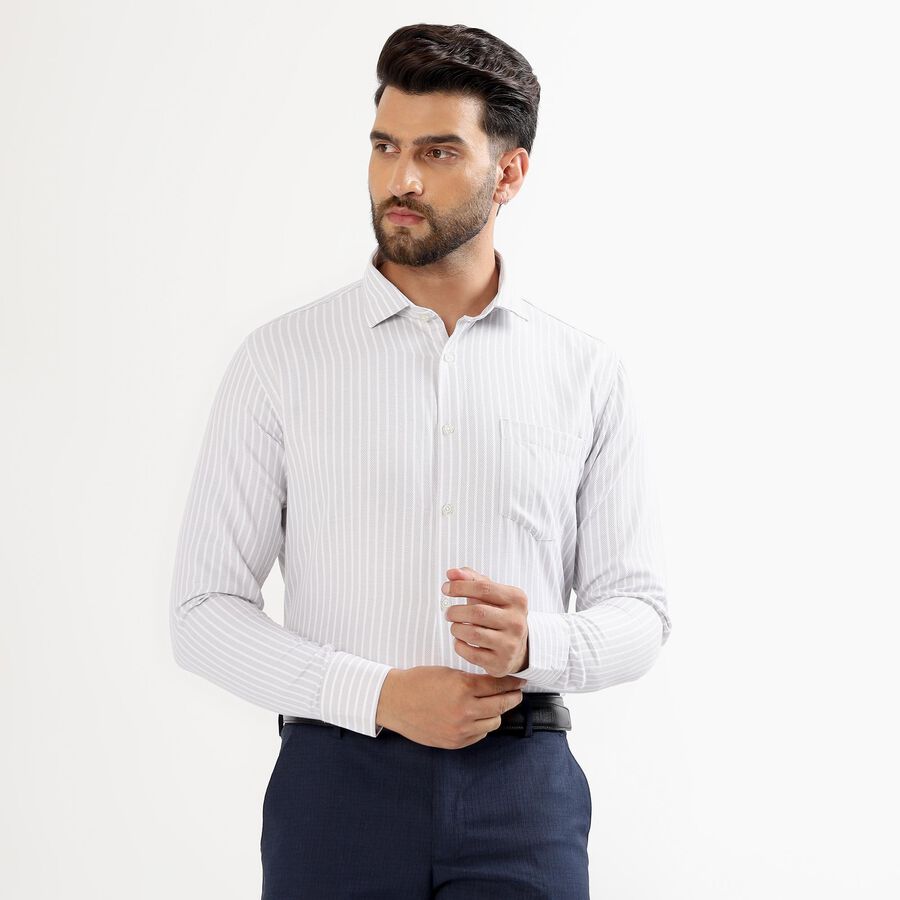 Men's Light Grey Classic Formal Shirt, Light Grey, large image number null