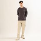 Men's Dark Charcoal Crew Neck Casual Sweatshirt, Purple, small image number null