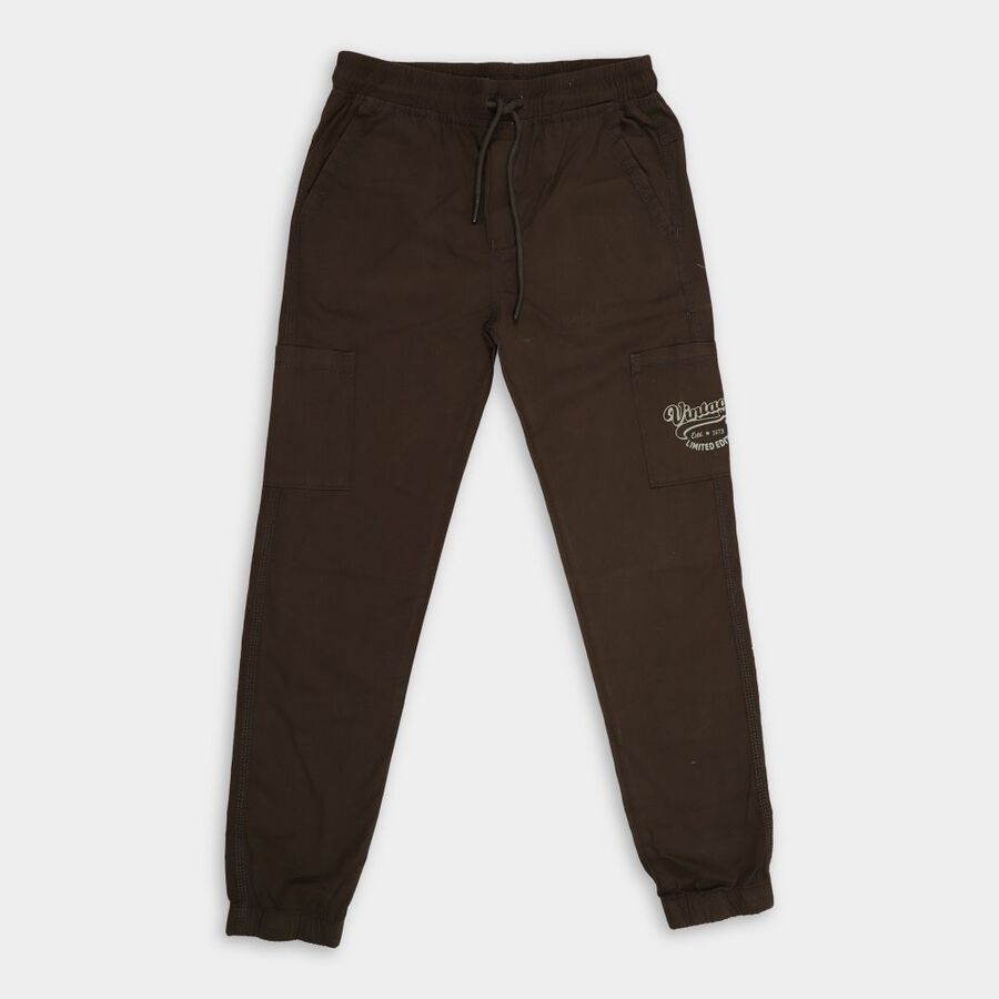 Boys' Cotton Trousers, Olive, large image number null