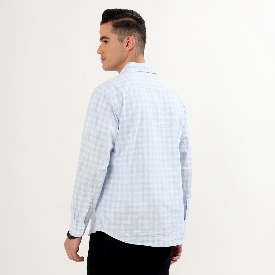 Men's Light Powder Blue Cotton Spread Collar Casual Shirt, हल्का नीला, large image number null