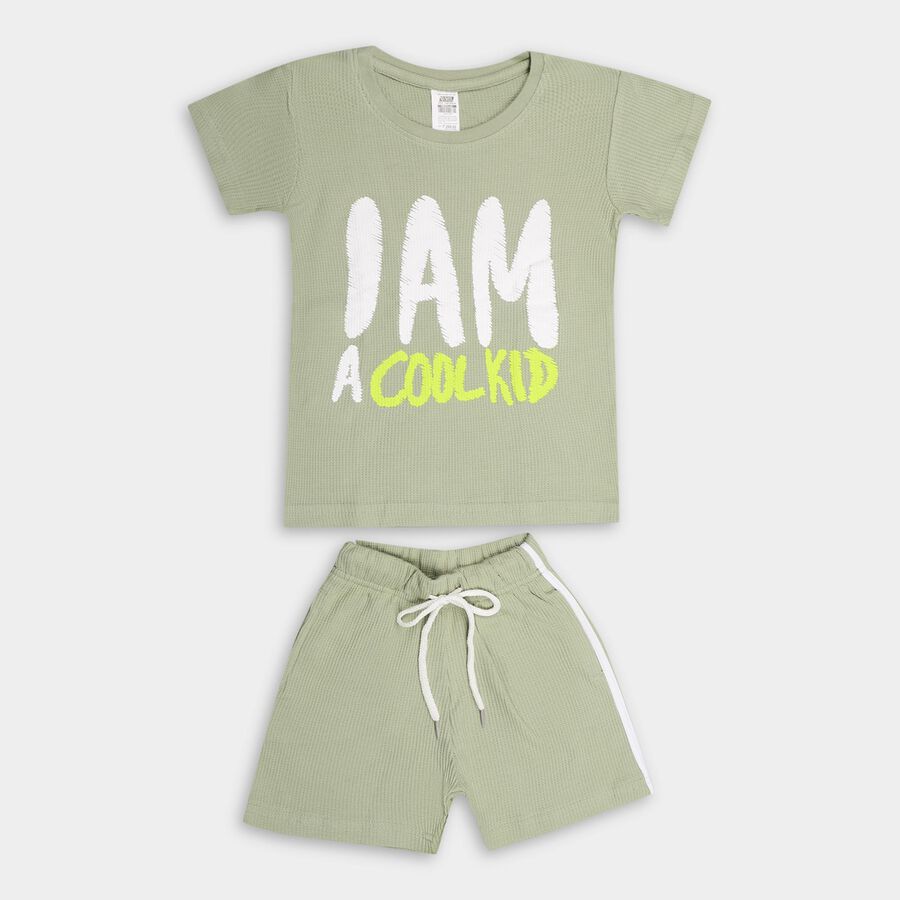 Boys' 100% Cotton Knit Baba Suit, ओलिव, large image number null