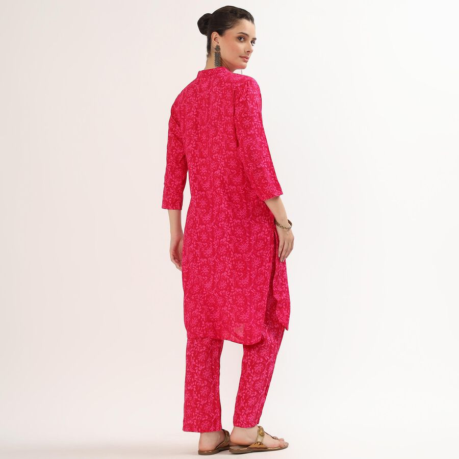 Women's Bright Fuchsia Pink Printed Ethnic Set, गुलाबी, large image number null