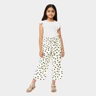 Girls' White Regular Fit Star Printed Capri, सफ़ेद, small