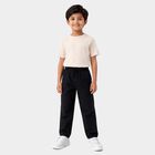 Boys' Navy Blue Cotton Regular Fit Trousers, Navy Blue, small