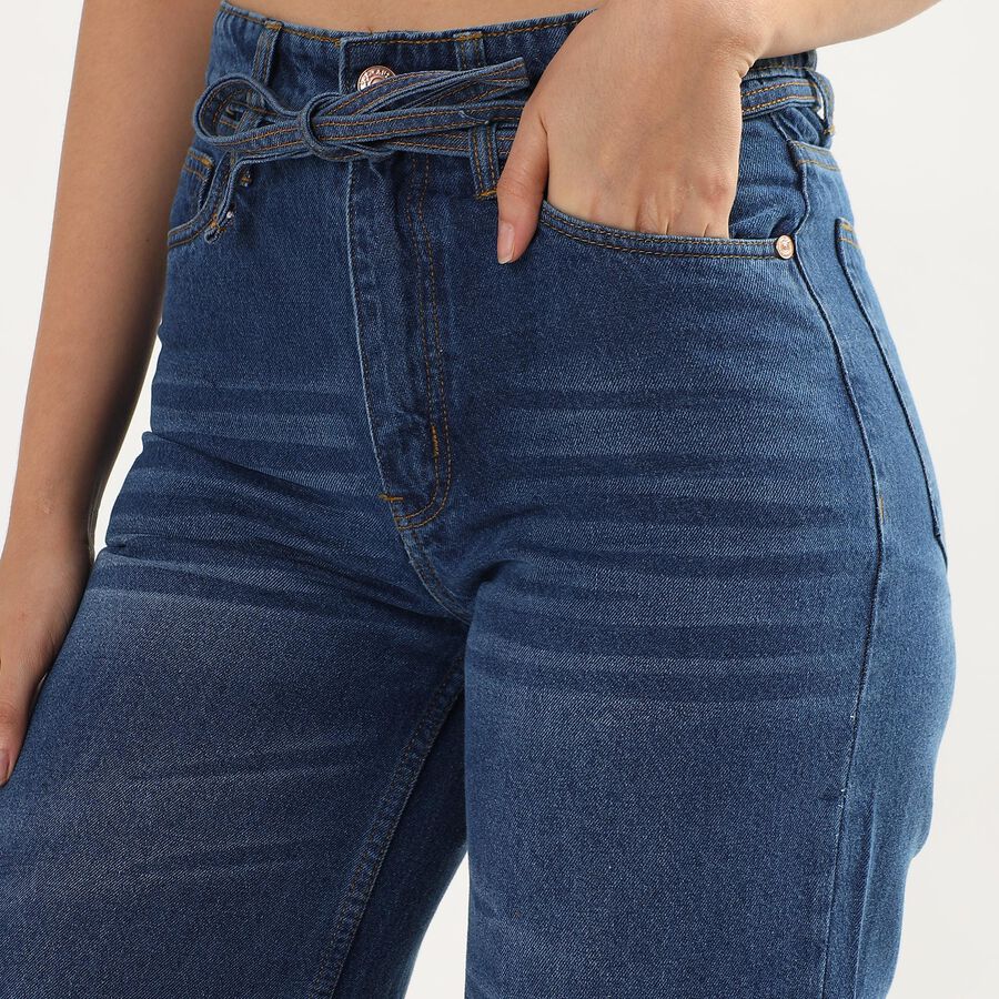 Ladies' 100% Cotton High Rise Jeans, Light Blue, large image number null