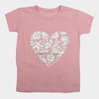Girls Pink Round Neck Casual Printed T-Shirt, गुलाबी, small