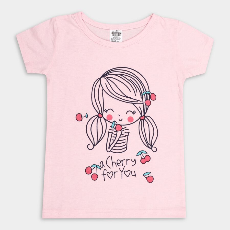 Girls' T-Shirt, हल्का गुलाबी, large image number null
