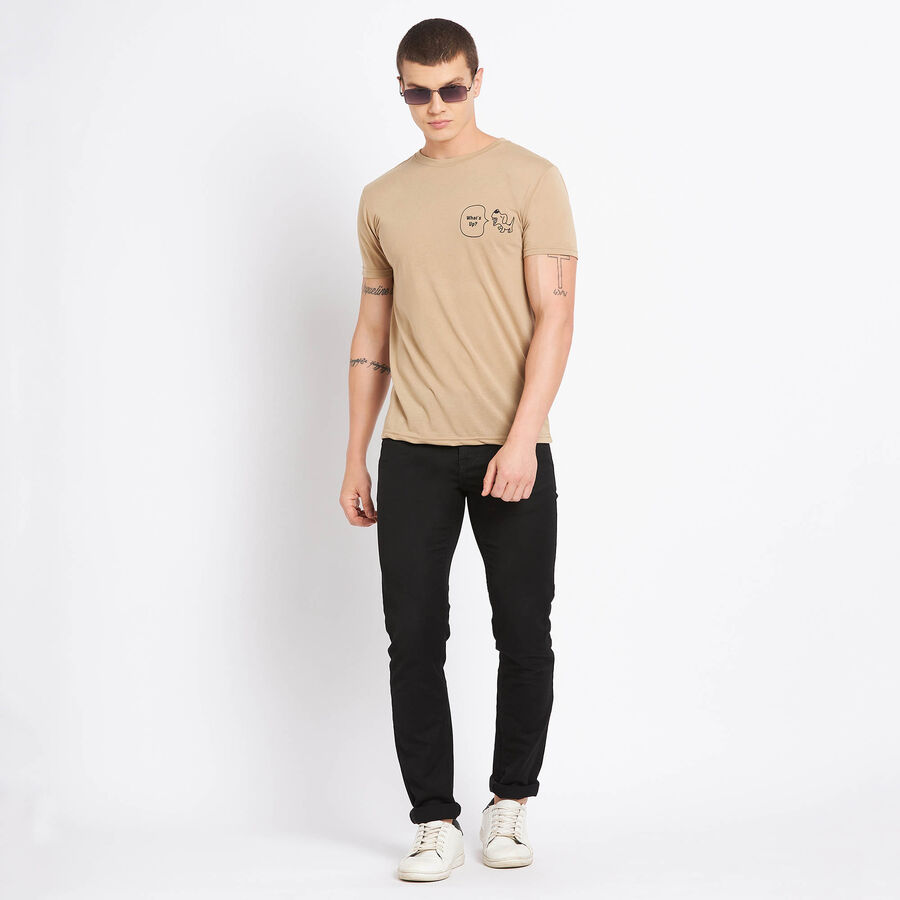 Round Neck T-Shirt, Beige, large image number null