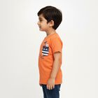 Boys Vibrant Orange Cotton Round Neck Casual Half Sleeve T-Shirt, Rust, small image number null