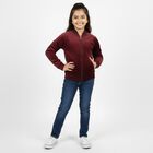 Girls' Deep Maroon Baseball Casual Jacket, Wine, small image number null