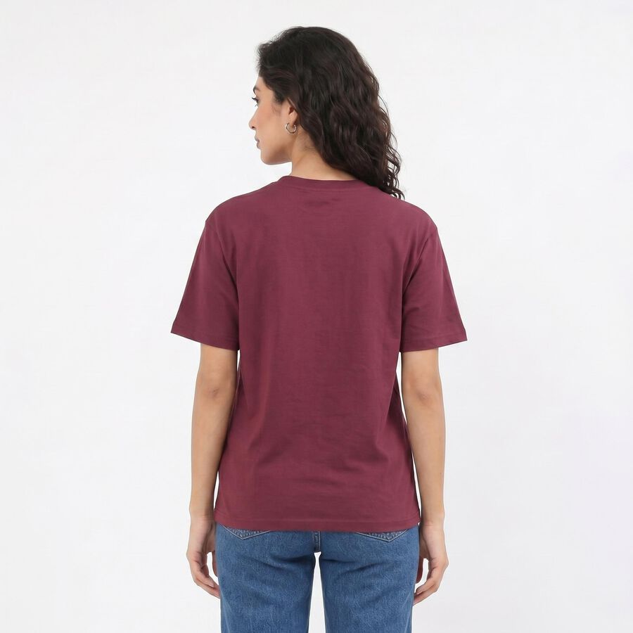 Women's Pink Cotton Round Neck Regular T-Shirt, Pink, large