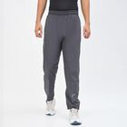 Men's Smoky Graphite Grey Slim Fit Reflective Striped Track Pants, Dark Grey, small
