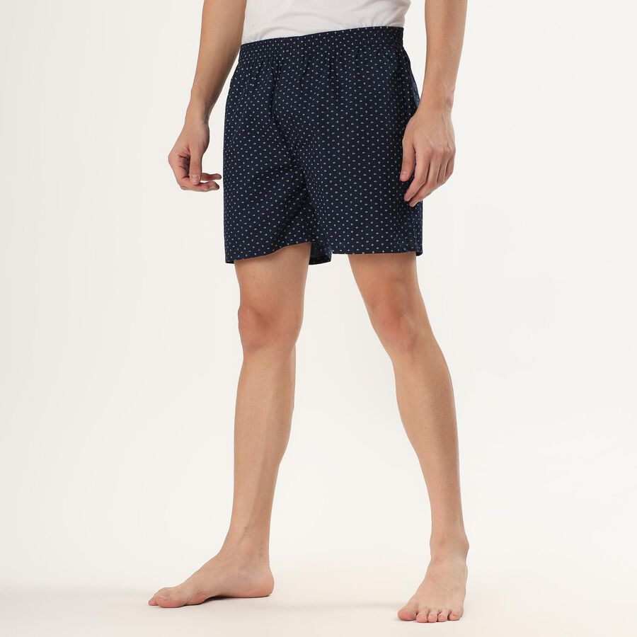 Men's Dark Navy Cotton Printed Boxer, Dark Blue, large image number null