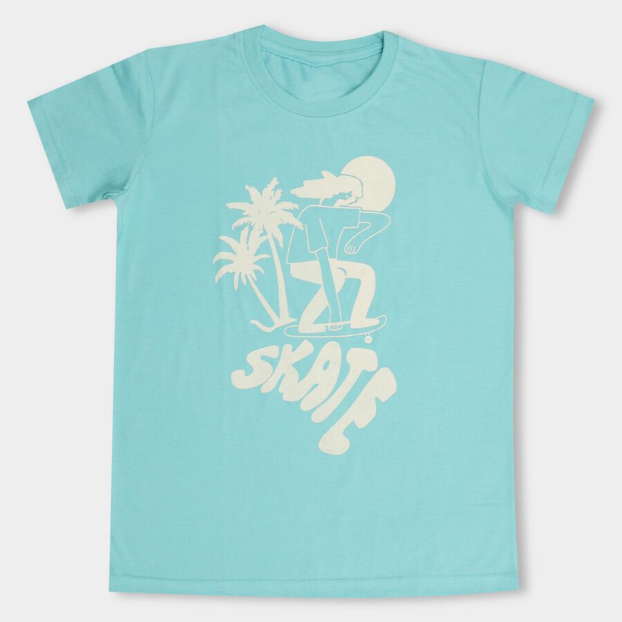 Boys' Half Sleeves T-Shirt , एक्वा, large image number null