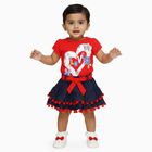 Infants' Bright Red Cotton Puff Sleeve Top and Layered Skirt Set, लाल, small