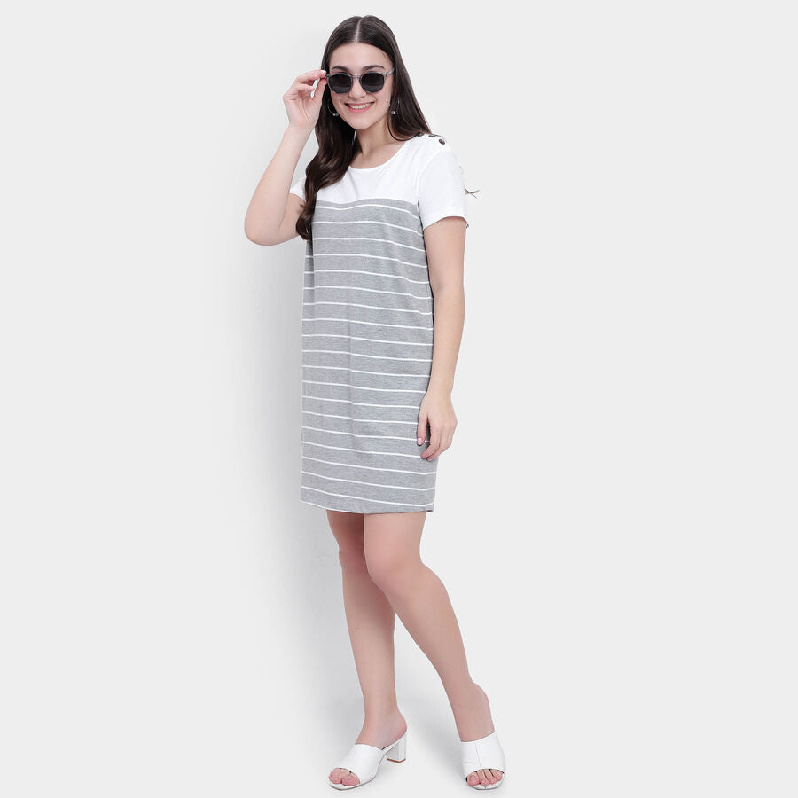 Stripes Dress, Melange Mid Grey, large image number null