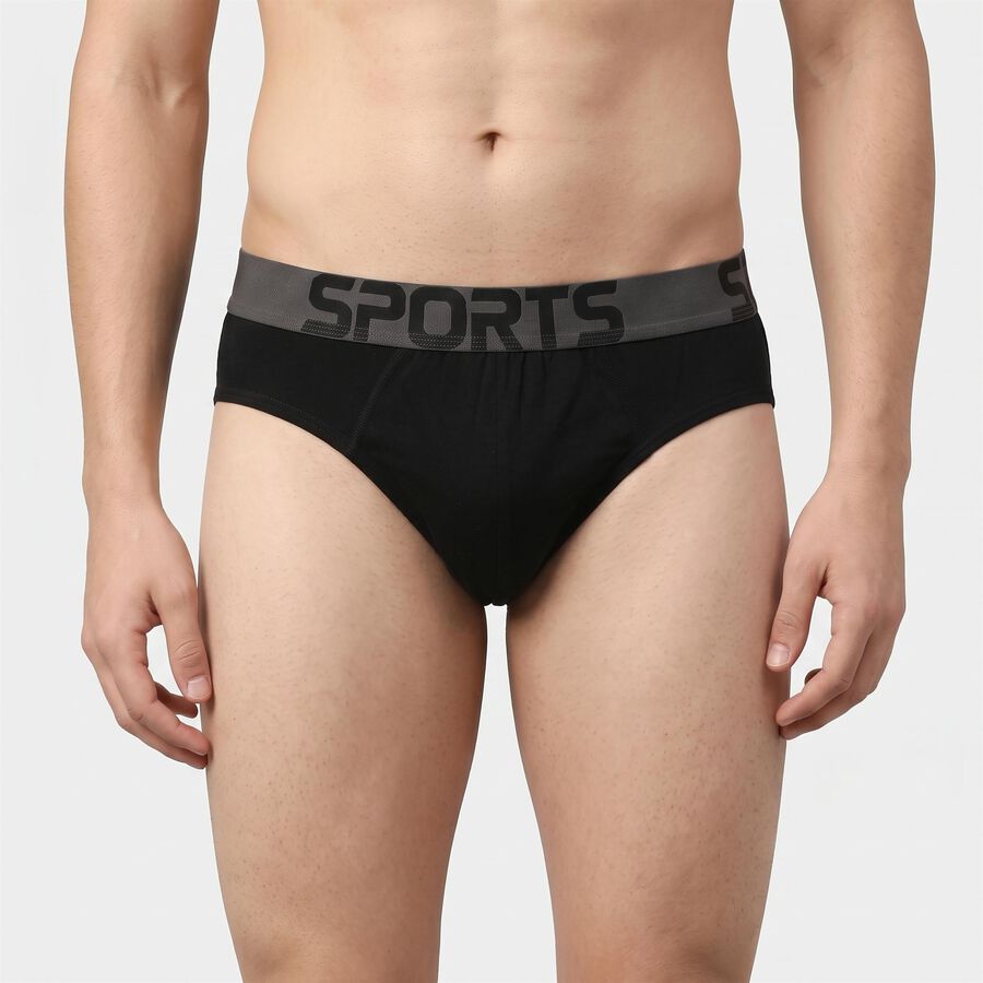 Men's Black Regular Fit Briefs, काला, large