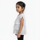 Girls Bright Eggshell White Round Neck Casual T-Shirt, सफ़ेद, small