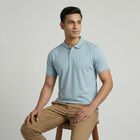 Men's Aqua Cotton Polo Collar Casual T-Shirt, एक्वा, small