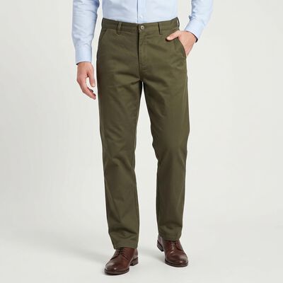 Men's Olive Green Slim Fit Chino Trousers