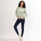 Women's Sage Green Crew Neck Graphic Sweatshirt, हल्का हरा, small image number null