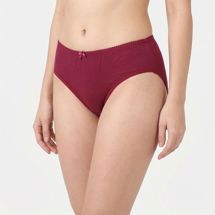 Women's Maroon Regular Fit Solid Brief Panty, Wine, large