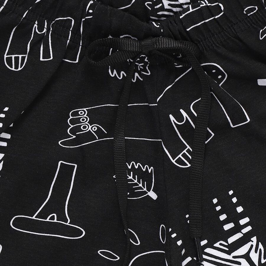 Boys' Black Regular Fit Graphic Printed Bermuda Shorts, Black, large