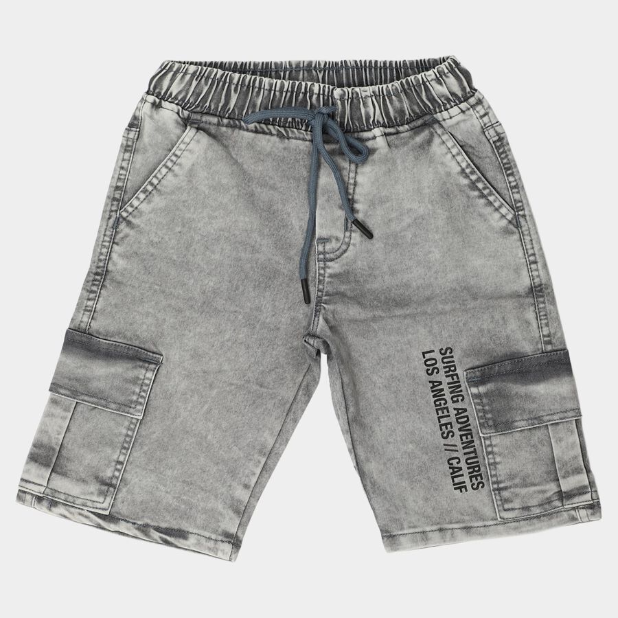 Boys Grey Regular Fit Cargo Bermuda Shorts, हल्का ग्रे, large