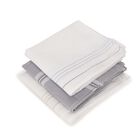 Men's Muted Grey and White Checked Pack of 3 Handkerchief, White, small