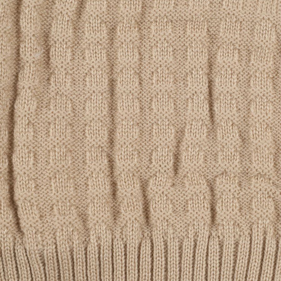 Boys' Soft Beige Knitted Beanie Cap, Beige, large image number null