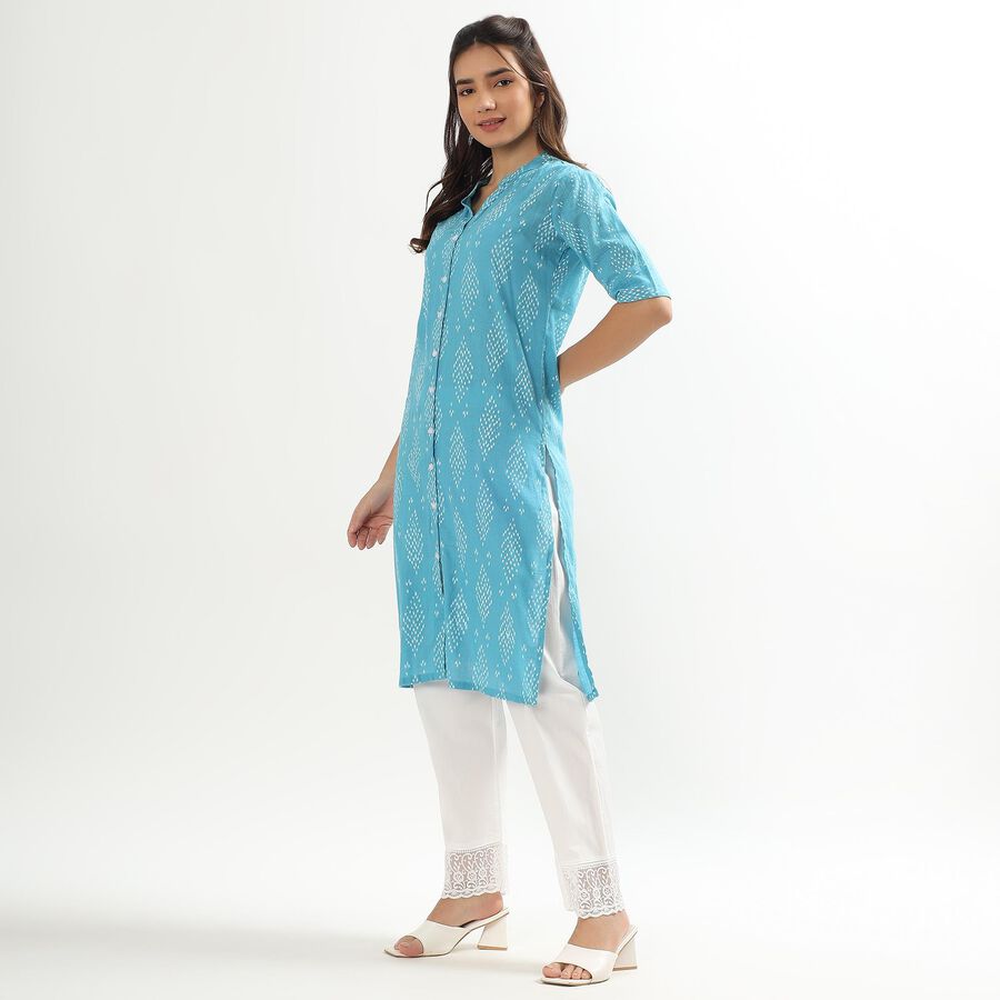 Ladies' 100% Cotton Kurta, Mid Blue, large image number null