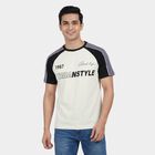 Men's Blue Round Neck Casual T-Shirt, Mid Blue, small