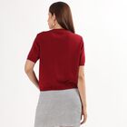 Women's Wine Red Crew Neck Casual Top, वाइन, small