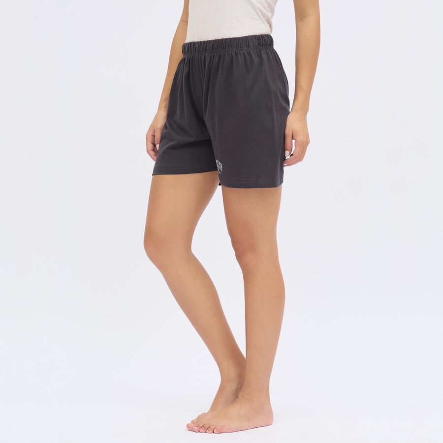 Ladies' Charcoal Black Elastic Waist Basic Shorts, Charcoal, large image number null