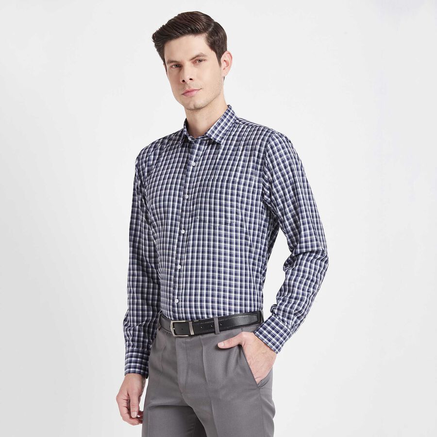 Checks Formal Shirt, Navy Blue, large image number null