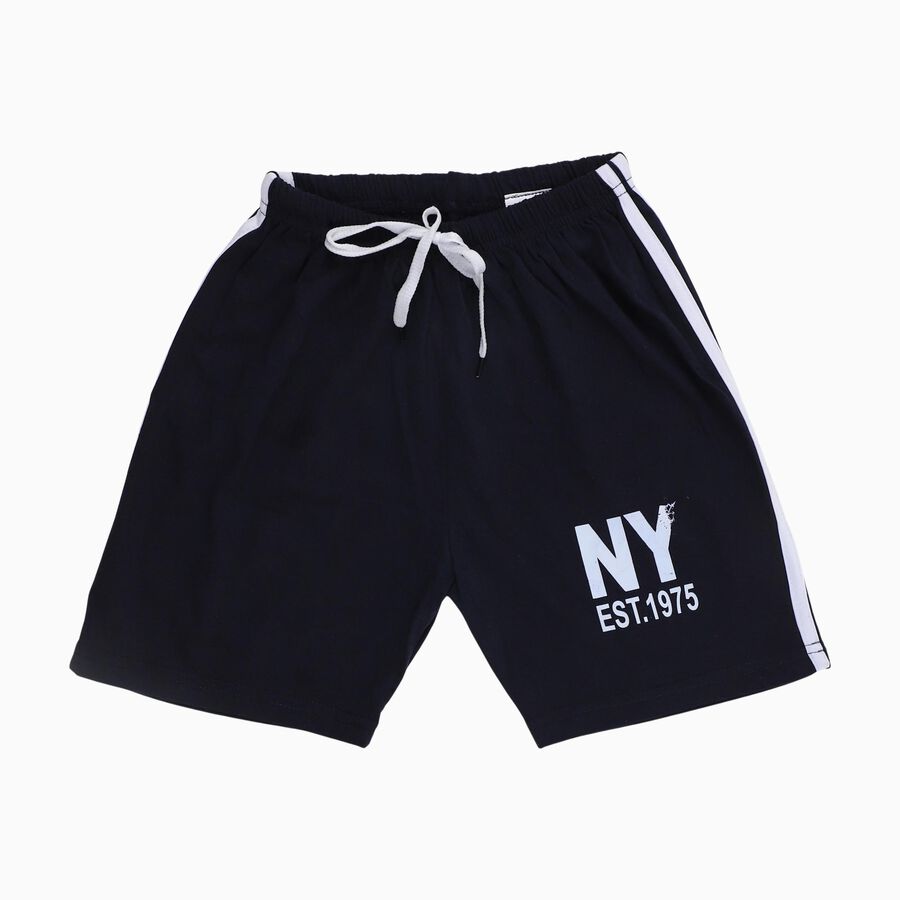 Boys Cotton Blend Bermuda Shorts, Navy Blue, large