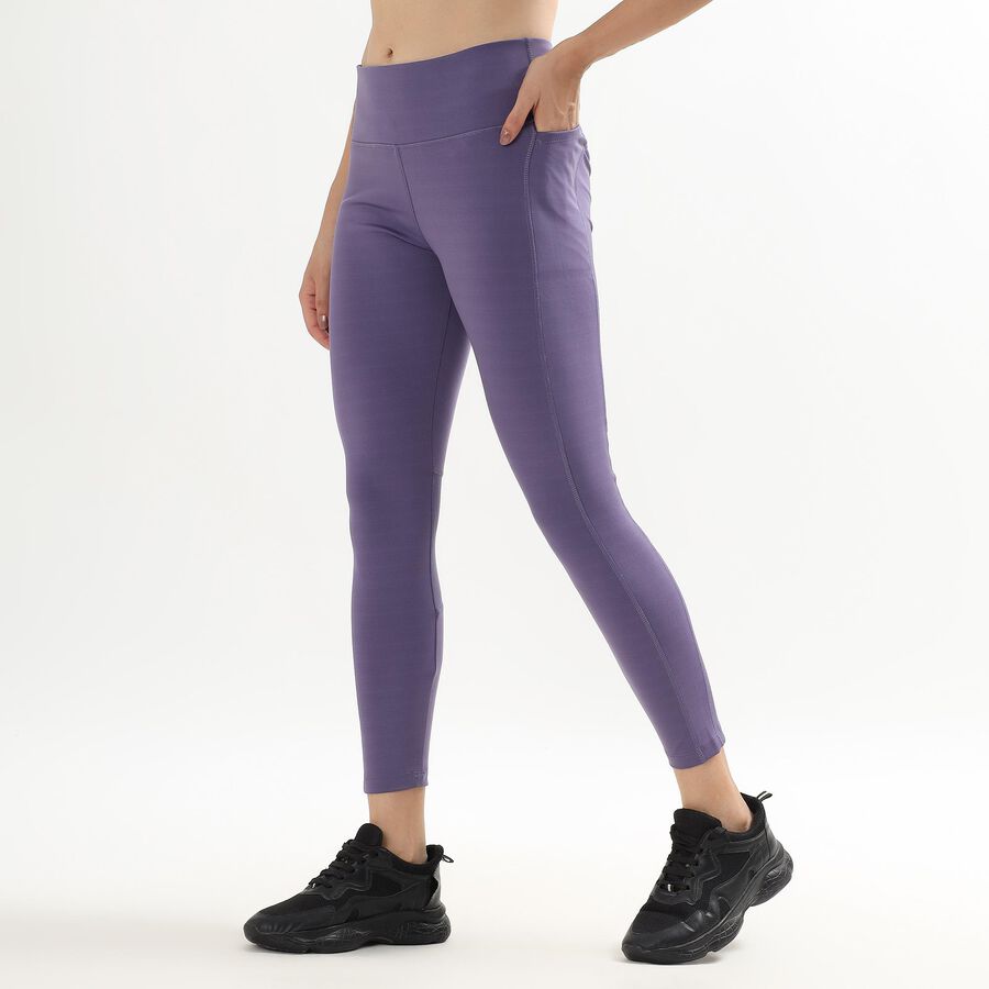 Women's Deep Lavender Slim Fit Active Tights, Lilac, large image number null