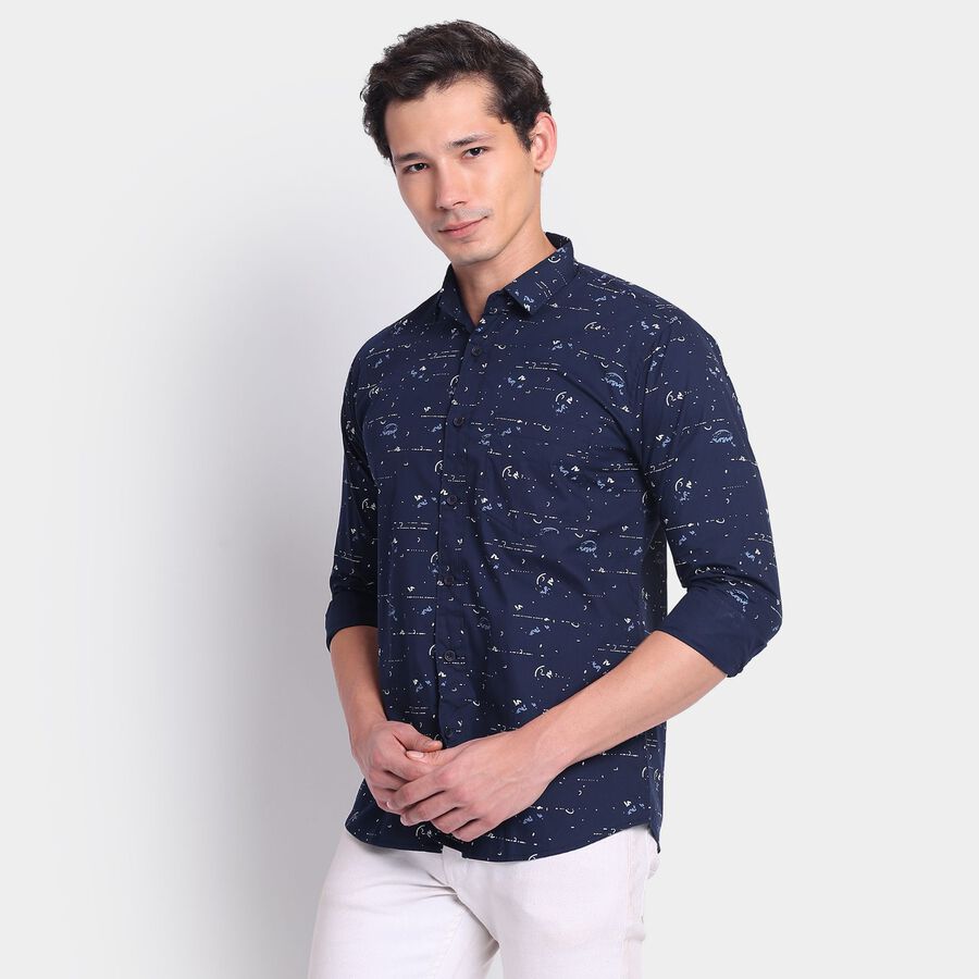 Men's Cotton Casual Shirt, नेवी ब्लू, large image number null