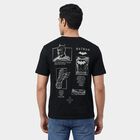 Men's Black Cotton Round Neck Minimalist T-Shirt, Black, small