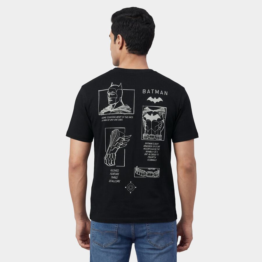 Men's Black Cotton Round Neck Minimalist T-Shirt, Black, large