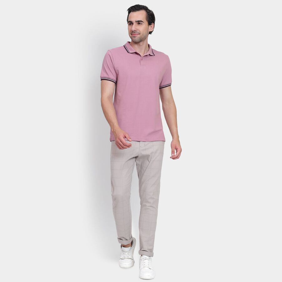 Men's Collared Half Sleeves T-Shirt, गुलाबी, large image number null