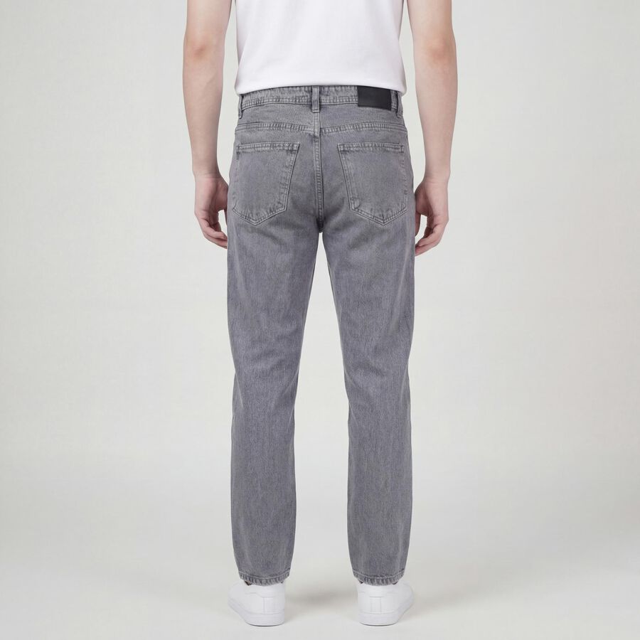 Men's Grey Straight Fit Classic Jeans, Light Grey, large