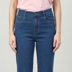 Women's Blue Straight Fit Classic Jeans, Mid Blue, small