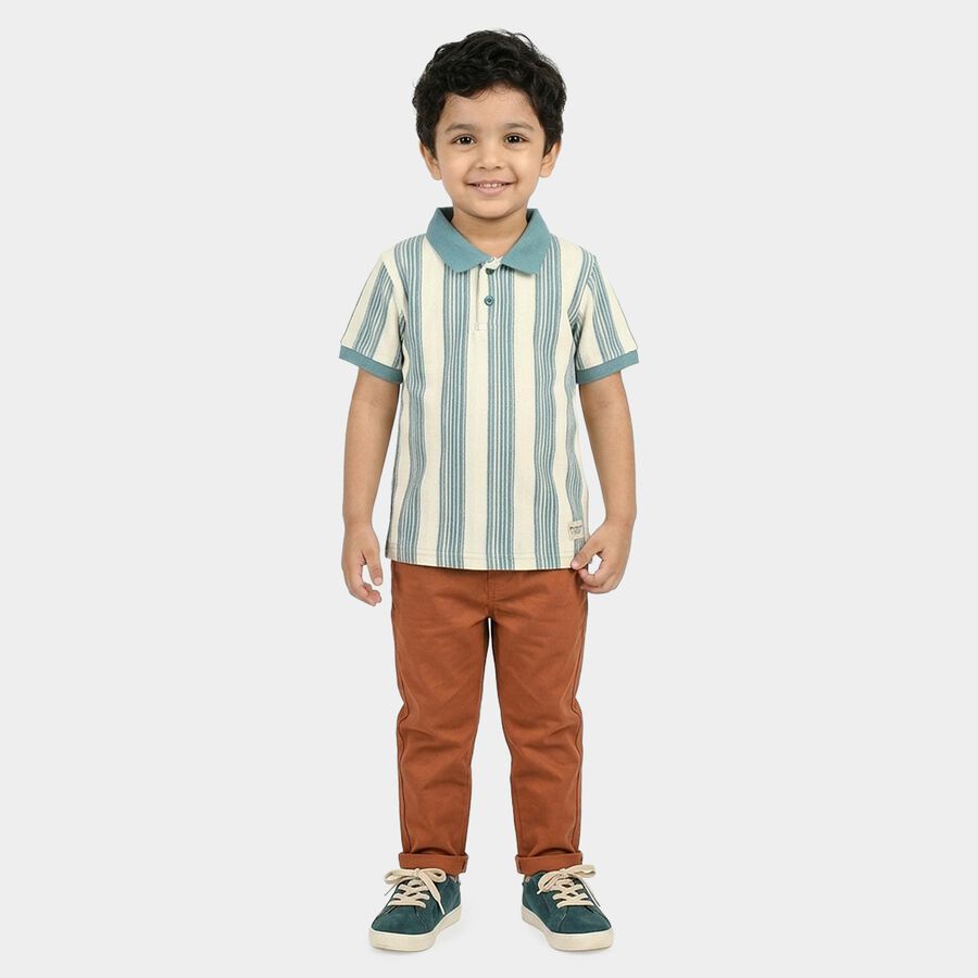 Boys Light Blue Polo Neck Casual T-Shirt, Light Blue, large