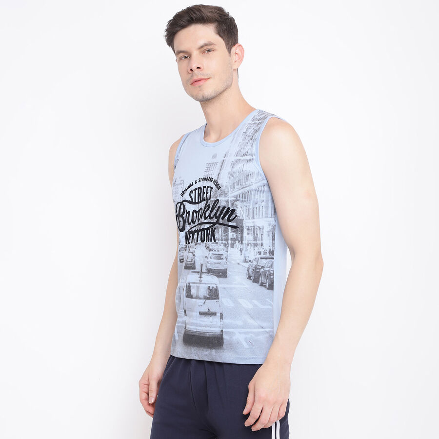 Printed Sleeveless T-Shirt, Light Blue, large image number null