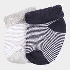 Infants Cotton Stripes Socks, Melange Light Grey, small image number null