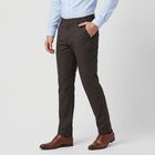 Men's Dark Grey Slim Fit Flat-Front Trousers, Dark Grey, small