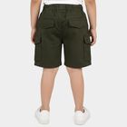 Boys Green Regular Fit Casual Bermuda Shorts, Dark Green, small